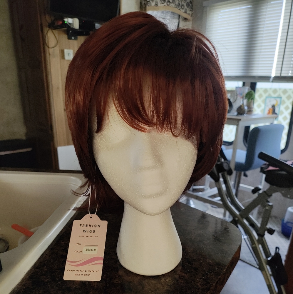 Auburn With Black Rooting Shag Style Wig. NWT. Never Worn.